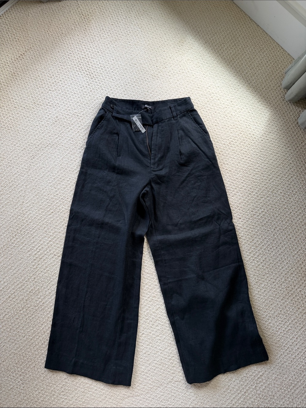 Madewell women’s linen blend Black Wide-Leg Pants